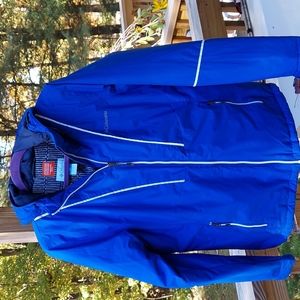 Columbia Women's Thermal Coil Blue hooded Ski Winter Jacket Sz L